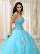 Aqua Designer Prefer Color Puffy Quinceanera Sweet 16 Ball Gown