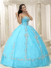 Aqua Designer Prefer Color Puffy Quinceanera Sweet 16 Ball Gown