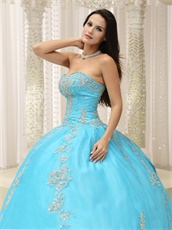 Aqua Designer Prefer Color Puffy Quinceanera Sweet 16 Ball Gown