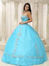 Aqua Designer Prefer Color Puffy Quinceanera Sweet 16 Ball Gown