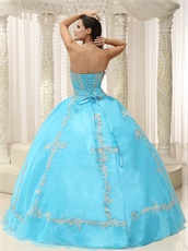 Aqua Designer Prefer Color Puffy Quinceanera Sweet 16 Ball Gown