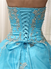 Aqua Designer Prefer Color Puffy Quinceanera Sweet 16 Ball Gown