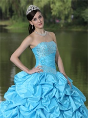 Stage Show Aqua Blue Taffeta Evening Military Ball Gown Cakes Shape