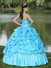 Stage Show Aqua Blue Taffeta Evening Military Ball Gown Cakes Shape