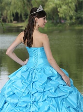 Stage Show Aqua Blue Taffeta Evening Military Ball Gown Cakes Shape