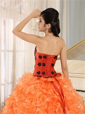 Warm Tone Orange Ruffles and Leopard Layers Court Ball Gown Cakes