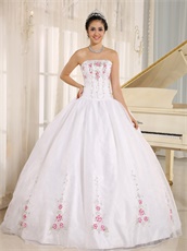 Princess Embroidery White Ball Gown For Girl's Sweet 16 Gift First Choice