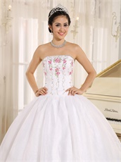 Princess Embroidery White Ball Gown For Girl's Sweet 16 Gift First Choice