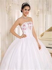 Princess Embroidery White Ball Gown For Girl's Sweet 16 Gift First Choice