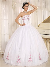 Princess Embroidery White Ball Gown For Girl's Sweet 16 Gift First Choice