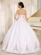 Princess Embroidery White Ball Gown For Girl's Sweet 16 Gift First Choice