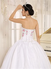 Princess Embroidery White Ball Gown For Girl's Sweet 16 Gift First Choice