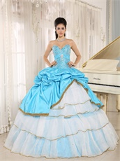 Sweetheart Aqua Taffeta Cakes Quinceanera Ball Gown UPS Free Shipping