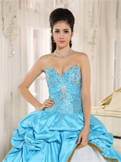 Sweetheart Aqua Taffeta Cakes Quinceanera Ball Gown UPS Free Shipping