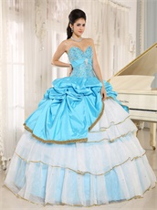 Sweetheart Aqua Taffeta Cakes Quinceanera Ball Gown UPS Free Shipping