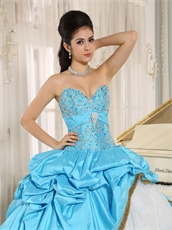 Sweetheart Aqua Taffeta Cakes Quinceanera Ball Gown UPS Free Shipping