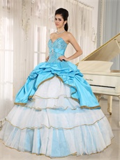 Sweetheart Aqua Taffeta Cakes Quinceanera Ball Gown UPS Free Shipping