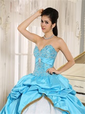 Sweetheart Aqua Taffeta Cakes Quinceanera Ball Gown UPS Free Shipping