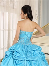 Sweetheart Aqua Taffeta Cakes Quinceanera Ball Gown UPS Free Shipping