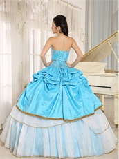 Sweetheart Aqua Taffeta Cakes Quinceanera Ball Gown UPS Free Shipping