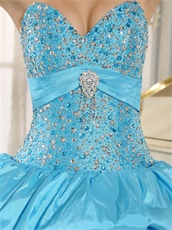 Sweetheart Aqua Taffeta Cakes Quinceanera Ball Gown UPS Free Shipping