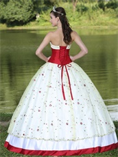 Front Simulate Lace Up Embellish Wine Red Quinceanera Dress Floral Lace