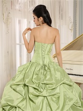 Yellow Green Taffeta Quinceanera Dres Black Details DHL Free Shipping