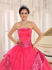 Inexpensive Coral Red Organza Puffy Dance Ball Gown Boutique Online