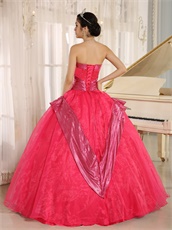 Inexpensive Coral Red Organza Puffy Dance Ball Gown Boutique Online