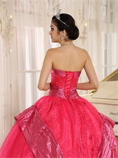 Inexpensive Coral Red Organza Puffy Dance Ball Gown Boutique Online