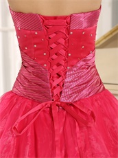 Inexpensive Coral Red Organza Puffy Dance Ball Gown Boutique Online