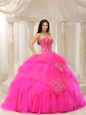 Brand Bright Fuchsia Tulle Puffy Military Ball Gown Strip On Bodice