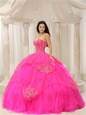 Brand Bright Fuchsia Tulle Puffy Military Ball Gown Strip On Bodice