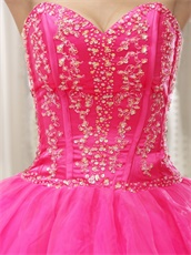 Brand Bright Fuchsia Tulle Puffy Military Ball Gown Strip On Bodice