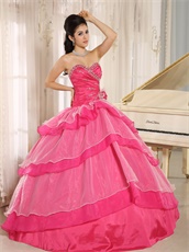 Lovely Hot Pink Floor Length Designer Quinceanera Gown Cakes Design