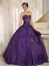 Eggplant Purple Shiny Applique Quinceanera Dress Adult Ceremony Wear