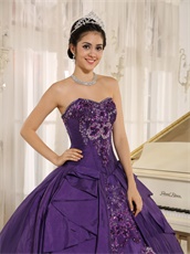 Eggplant Purple Shiny Applique Quinceanera Dress Adult Ceremony Wear