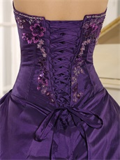 Eggplant Purple Shiny Applique Quinceanera Dress Adult Ceremony Wear
