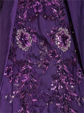 Eggplant Purple Shiny Applique Quinceanera Dress Adult Ceremony Wear