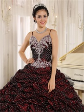 Gracile Straps Bubble Wave Point Burgundy Quinceanera Gowns Train