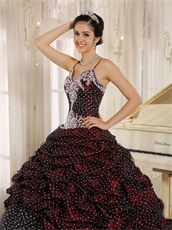 Gracile Straps Bubble Wave Point Burgundy Quinceanera Gowns Train