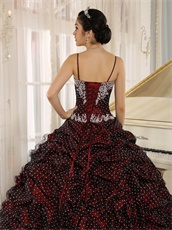 Gracile Straps Bubble Wave Point Burgundy Quinceanera Gowns Train