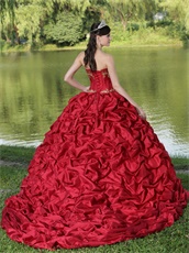 Flat Gold Organza Covered Wine Red Bubble Best Seller Quinceanera Gown