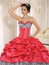 Coral Taffeta Bubble Black Organza Ruffles Mix-and-Match Quinceanera Dress