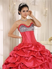 Coral Taffeta Bubble Black Organza Ruffles Mix-and-Match Quinceanera Dress