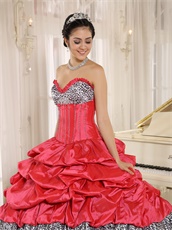 Coral Taffeta Bubble Black Organza Ruffles Mix-and-Match Quinceanera Dress