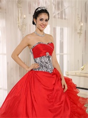 Unlimited Wholesale Price Red Quinceanera Ball Gown With Zebra