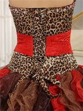 Multi-color Cyclic Ruffles Mixed Quinceanera Adult Gown With Leopard