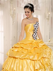 White Black Wave Point Ball Gown Beauty and the Beast Theme Yellow