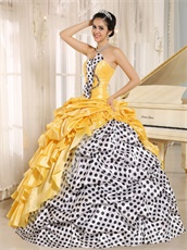 White Black Wave Point Ball Gown Beauty and the Beast Theme Yellow